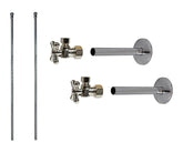 Lavatory Supply Kit - Brass Cross Handle with 1/4 Turn Ball Valve (MT621-NL) - Angle, Cover Tubes, No Trap